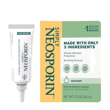 Neosporin Simply Formula 3Ingredient First Aid Antibiotic Ointment and Wound Care Treatment with Bacitracin Zinc and Polymyxin B Sulfate Preservative Paraben and NeomycinFree 05 oz