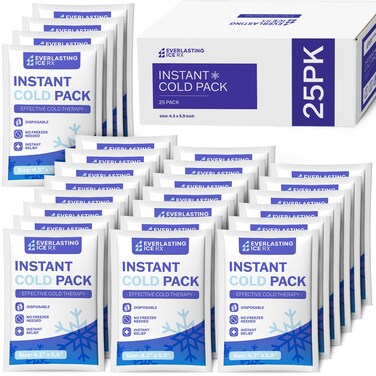 25 Pack  Instant Cold Packs  Instant Ice Packs for Injuries  Disposable Cold Compress Ice Pack for Pain Relief Swelling Inflammation Sprains Toothache  Cold Pack for Athletes