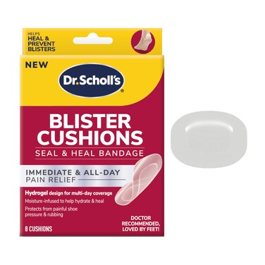 Dr Scholls Blister Cushions Seal  Heal Bandage with Hydrogel Technology 8 ct  Immediate  AllDay Pain Relief Thin Flexible  Nearly Invisible MoistureInfused