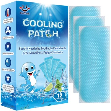 12 Sheets Cooling Patches for Fever Discomfort  Pain Relief Cooling Relief Fever Reducer Soothe Headache Pain Pack of 12