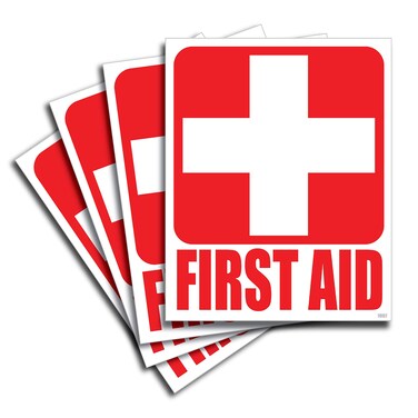 4 First Aid Kit Sticker Sign Self Adhesive Decal 5x4 for Car Office or Business Emergency First Aid Kit Sign