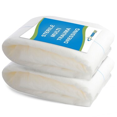 Primacare WT7705 First Aid Sterile Multi Trauma Dressing for Stopping Heavy Bleeding in Large Open Wounds Treating Lacerations and Piercing Injuries 30 x 12