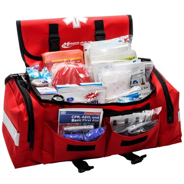 Comprehensive School Classroom First Aid Kit  Red First Aid Trauma Bag  Emergency Bag with 200 Supplies for First Responder  Economical First Aid Bag for Schools  Groups  105 x 7 x 75