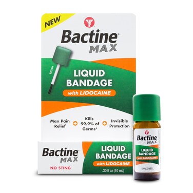 BactineMAX Liquid Bandage with Lidocaine  Wound Cleaning Liquid Bandage for Skin  Kills 99 of Germs Covers Protects  Skin Glue for Wounds  30 fl Ounce