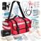 Primacare Fully Stocked Reflective Trauma Bag  17 x 9 x 7 First Aid Responder Emergency Medical Supplies Kit Professional EMT EMS Shoulder Bag with Zippered Side Pockets and Compartments Red