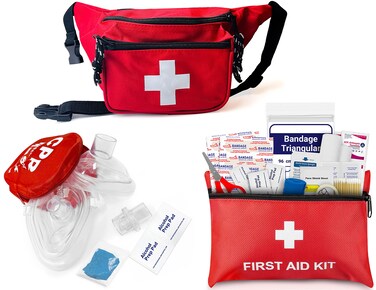ASA TECHMEDASA TECHMED Lifeguard First Aid Kit  Includes Lifeguard Fanny PackHip Pack CPR Kit and 72Piece First Aid Kit Red