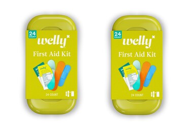 WellyQuick Fix On The Go First Aid Kit Assorted Bandages Ointments and Hand Sanitizer Three Color Bandages  2 Pack