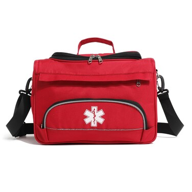 BNYYUGEmpty Red First Responder Bag On Call Trauma Bag EMT First Aid Carrier for Paramedics and Emergency Medical Supplies Kit Red
