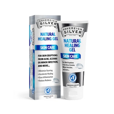Sovereign Silver Natural Healing Gel  Skin Care for Healing Redness Reduction Minimizing Acne Scars  Easing Inflammation  1oz