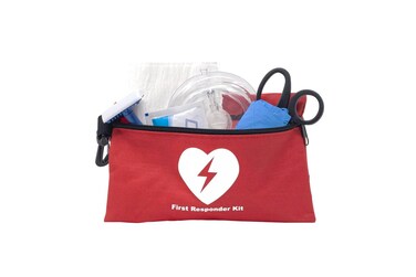 First Responder Kit Designed to Hold Necessary Components for Use with an AED