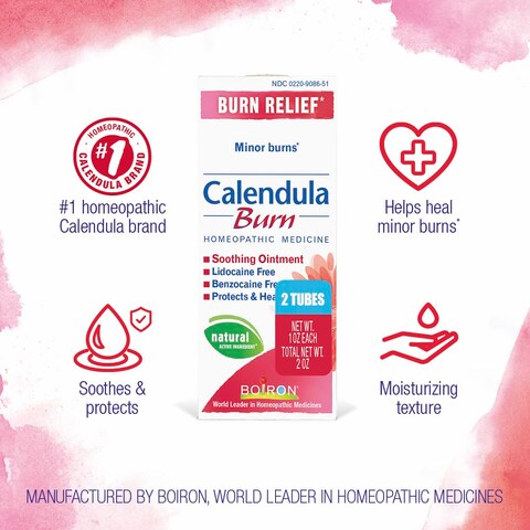 Boiron Calendula Burn Ointment for Relief from Minor Burns from Cooking Friction or Sunburns  2 oz 2 Pack of 1 oz