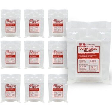 Ever Ready First AidCompressed Sterile Gauze 6Ply Emergency Medical Dressing for First Aid Kits  45 x 41 Yards  10 Pack