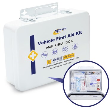 Vehicle First Aid Kit  DOTANSIOSHA Compliant  Metal  Portable  Mountable  Waterproof  First Aid Kits for Businesses Construction Commercial Vehicles Workplaces  115 Pcs