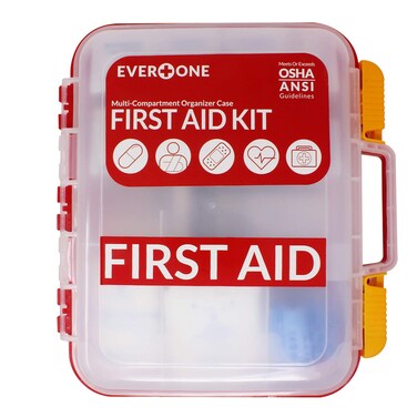 EverOne 354 Piece Hard Case First Aid Kit Exceeds OSHA and ANSI Guidelines for 100 People Fully Organized with Wall Mount for Business Worksite School Vehicle andor Home