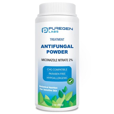 Puregen Labs Antifungal Powder with 2 Miconazole Nitrate for Common Fungal Infections Including Athletes Foot Jock Itch and Ringworm Talc Free 3 oz 85g