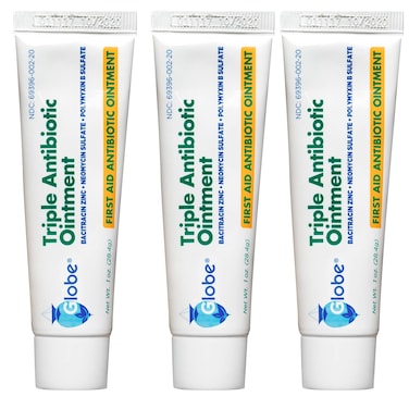 Globe3 Pack 1oz Triple Antibiotic Ointment First Aid Ointment for Minor Scratches and Wounds and Prevents Infection Compare to The Active Ingredients of Leading Brand