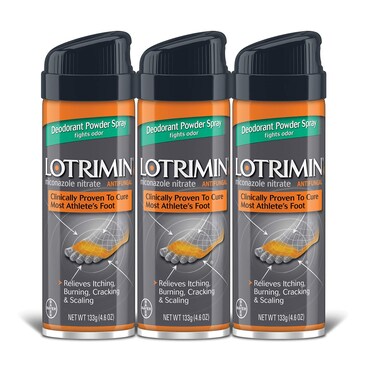 Lotrimin Athletes Foot Deodorant Antifungal Powder Spray Miconazole Nitrate 2 Clinically Proven Effective Antifungal Treatment of Most AF Jock Itch  Ringworm 46 Ounce Pack of 3
