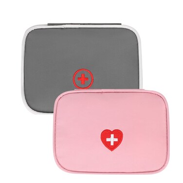 Mini First Aid Kit 2 Pack Empty Medicine Bag Cute Storage Bag for Office Travel Vehicle Beach Emergency Zipper Pouch with Mesh Pockets Small Size Survival Medical Packet Fit for Handbag Purse