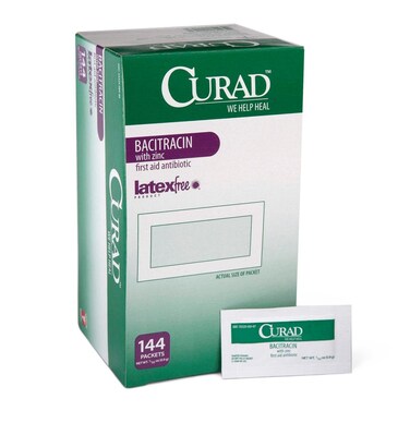 CURAD Bacitracin Ointment with Zinc 09 g Foil Packet Box of 144