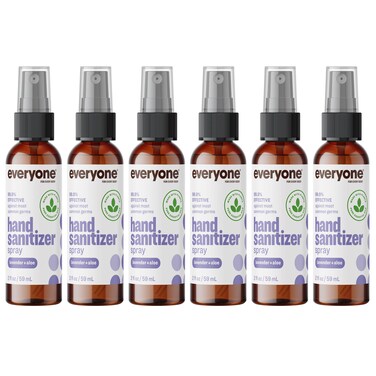 Everyone Hand Sanitizer Spray 2 Fl Oz Pack of 6 Lavender and Aloe Plant Derived Alcohol with Pure Essential Oils 99 Effective Against Germs