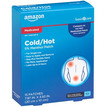 Amazon Basic CareMedicated Cold Hot 5 Menthol Patch 787 x 393 15Count Box Previously HealthWise