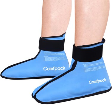 ComfpackComfpack Foot Ankle Ice Pack Wrap for Plantar Fasciitis 2 Packs Reusable Gel Ice Pack for Foot After Surgery Ice Boot Pain Relief for Achilles Tendonitis Bunion Swelling Heel Pain Neuropathy