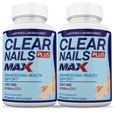 Justified Laboratories 2 Pack Clear Nails Plus Max Pills 40 Billion CFU Probiotic 60 Capsules