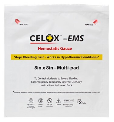 Celox EMS Hemostatic First Aid Gauze Pad 8x8