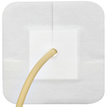 Feeding Tube Adhesive Wound Dressing Sponge Split Drain Bandage for Peg G J SupraPubic Incision Bordered Guaze Pad OffCut Catheter Stabilization Device Holder Post Surgery 4X 4 Pack of 20
