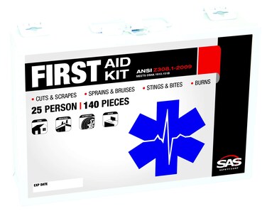 SAS Safety 602501 25Person FirstAid Kit Metal Box