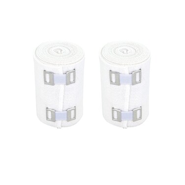 Premium Elastic Bandage Wrap 3 Wide 2 Pack  Made of USA Grown Soft Woven Cotton  Metal Clip Fasteners  GT Latex Free Hypoallergenic Compression Roll for Sprains  Injuries