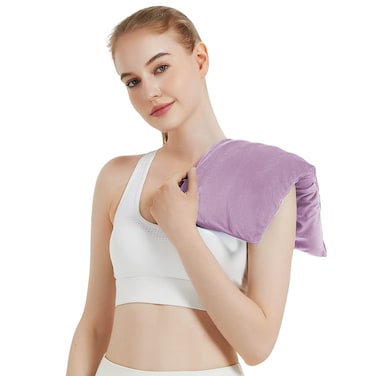Microwavable Heating Pad with Washable Cover 8 x 18 Microwave Heating Pad for Neck and Shoulders Moist Heat Bean Bag Warm Compress for Knee Joints Wrist Abdomen Purple