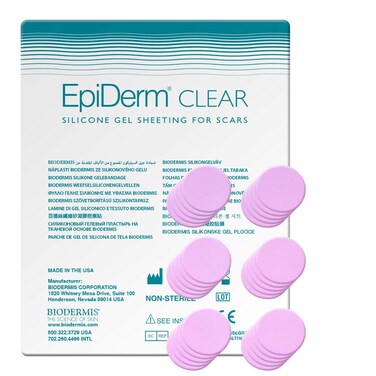 EpiDerm EpiTabs  75 in  30 Pack Clear Circles Silicone Scar Sheets from Biodermis