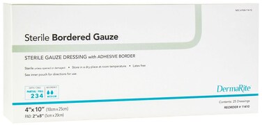 DermaRiteIndustries Sterile Bordered Gauze with Adhesive Border 8 Ounce