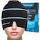 Migraine Headache Relief Cap Gel Ice Head Wrap Hot and Cold Therapy Headache Eyes Mask for Sinus Puffy Eyes Tension and Stress Relief Black