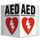 Two 8 x 10 3way AED Sign  0060 Polystyrene Plastic Weatherproof Clear Text  Defibrillator Symbol  Easy Installation