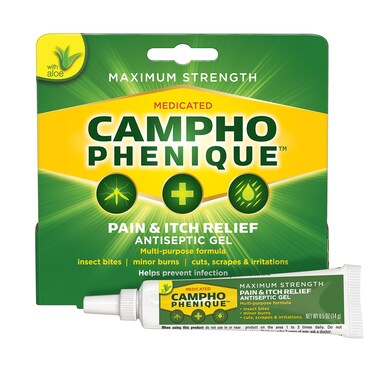 Campho Phenique Maximum Strength Antiseptic Gel Pain Relief and AntiItch Treatment Instant Relief From Bug Bites Minor Cuts and Skin Irritations 05 Oz