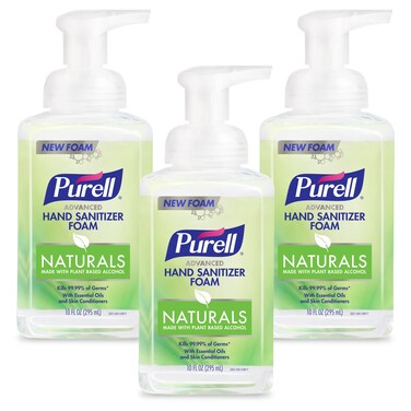 Purell Advanced Hand Sanitizer Naturals Foam with PlantBased Ethanol 10 fl oz Foam Pump Bottle Pack of 3 300106EC