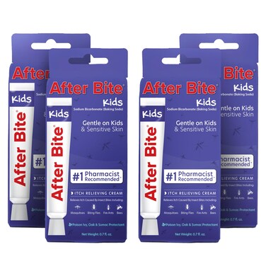 After BiteKids  Bug Bite Itch Relief for Kids with Sodium Bicarbonate  Ideal for Mosquito Bites Fire Ant Bites Bees  More  Portable Cream Formula  07 oz 4 Pack