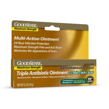 GoodSenseTriple Antibiotic Pain  Scar Ointment for Minor Cuts Scrapes and Burns 05 Ounce