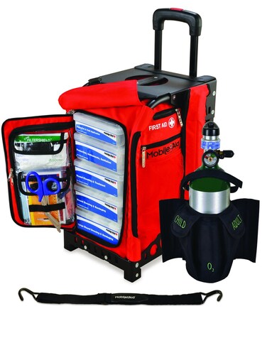 MobileAid BLS HiVisibility EasyRoll Trauma First Aid Station with Oxygen Tank Holder and AED Strap