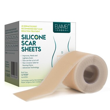 Silicone Scar Sheets Scar Removal Silicone Gel Tape Roll 16x 120 Scar Removal Sheet Long Strips for Acne Burn Keloid