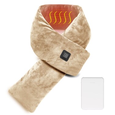 Neck Heating Pad Heated Scarf RechargeableHeating Pad for Neck Pain Stiffness ReliefElectric Heated Neck Warmer with 5000mAh Power BankCordless Thermal Neck BraceChristmas Gifts for FamilWhite