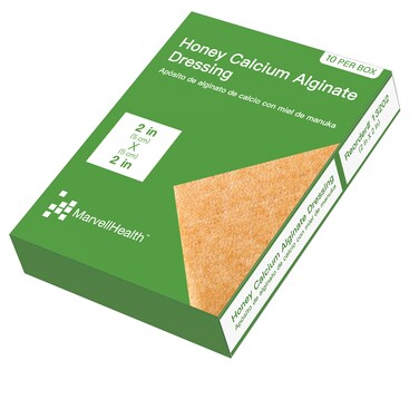 Honey Calcium Alginate Dressing 2 x 2 Pack of 10 Individual Sterile Pads Medical Active Leptospermum Honey Highly Absorbent  Soft Fast Healing for Diabetic Ulcers  Abrasions