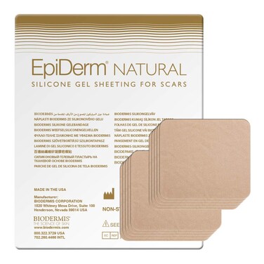 EpiDerm Patch  2 x 25 in  5 Pair Natural Silicone Scar Sheets from Biodermis