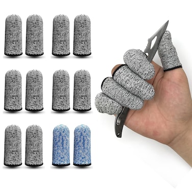12 PCS Cut Resistant Finger Cots Protector Finger Sleeve Protectors Reusable Finger Guards Finger Covers Protection Cots for KitchenWork Sculpture AntiSlip ReusableGloves Life Extender