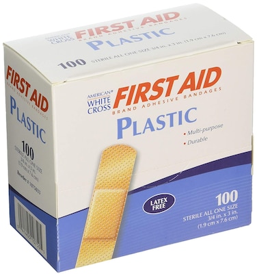 24504 Adhesive Bandages Plastic Strips 34 Width 3 Length Pack of 100