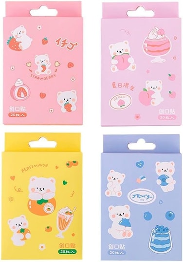 20 PcsBox Adhesive Bandages Random Color Waterproof Band Aid Cute Kids Bandages Elastic Bandages Sticker Cartoon Aid Patches Random Styles Adhesive Bandages Health and Household