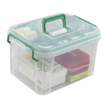 Bringer 1 Pack Clear Plastic Family First Aid Box Medicine Storage Box