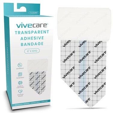 ViveCare Transparent Dressing Adhesive Bandage Waterproof 6 x 10 Yards  Stretch Clear Bandages Tattoo Aftercare Wrap Medical Tape  Self Adherent Patches Protective Wound Dressing Roll Shower Swim